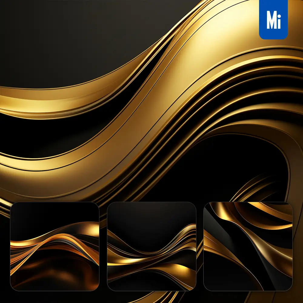 midjourney prompt gold modern abstract shape elegant 3D wallpaper design screensaver curved lines minimalistic background