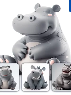 Midjourney Prompt Hippo Popmart Blindbox 3d Cute Cartoon C4d Smile Toy