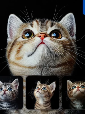 Midjourney Prompt Kitten Cat Kitten American Shorthair Head Face Front Look Up Portrait Photography
