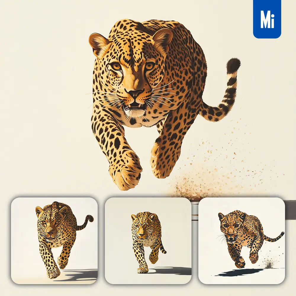 Midjourney Prompt Leopard Cheetah Front Running Sketch Detail Oil Painting Photography