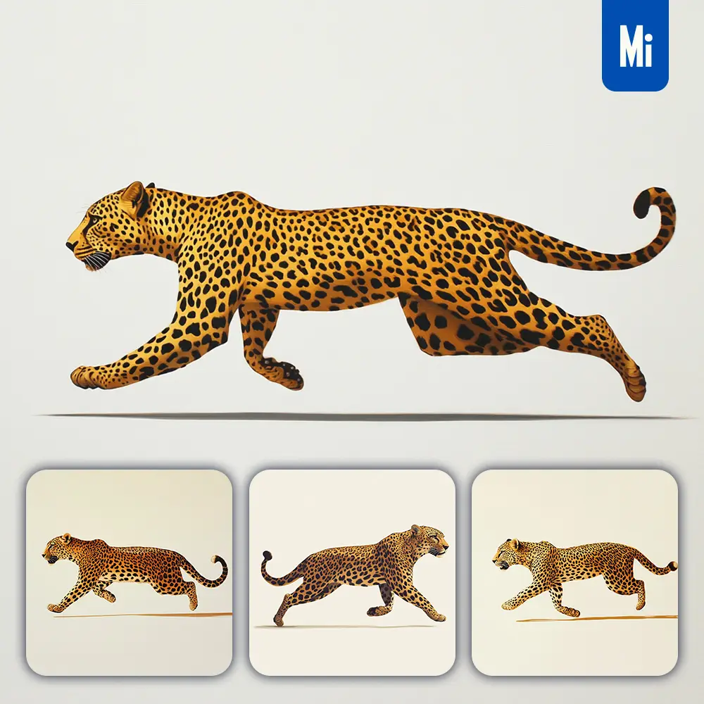 Midjourney Prompt Leopard Cheetah Running Sketch Detail Oil Painting Photography