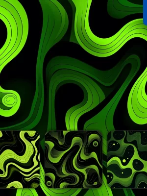 Midjourney Prompt Lime Green Vector Graphic Pattern Design Wallpaper Curve Shape