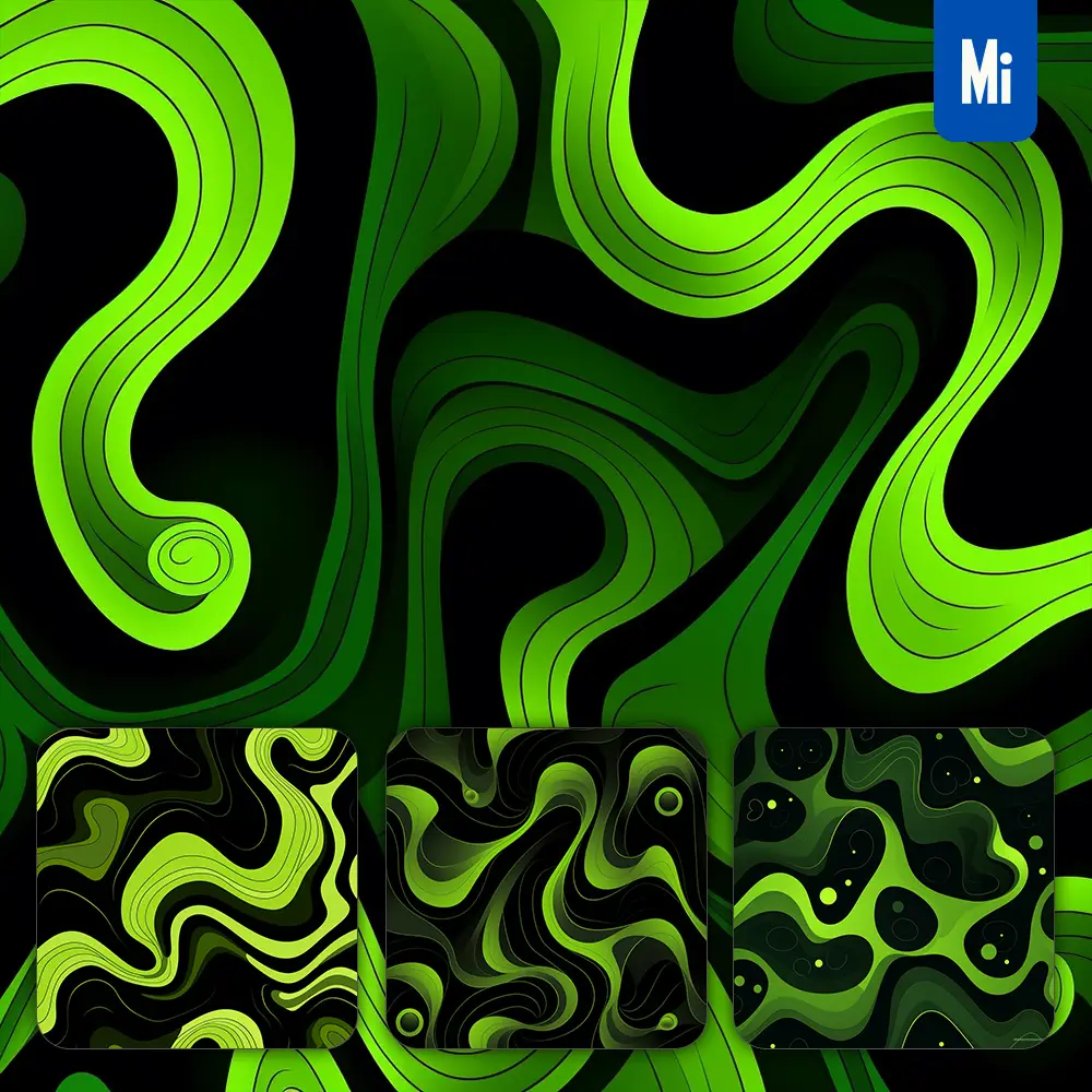 Midjourney Prompt Lime Green Vector Graphic Pattern Design Wallpaper Curve Shape