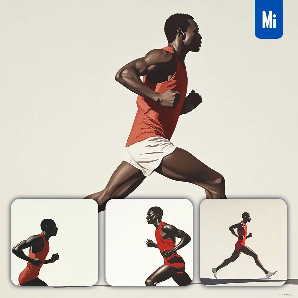 Midjourney Prompt Man Human African Running Sketch Detail Oil Painting Photography