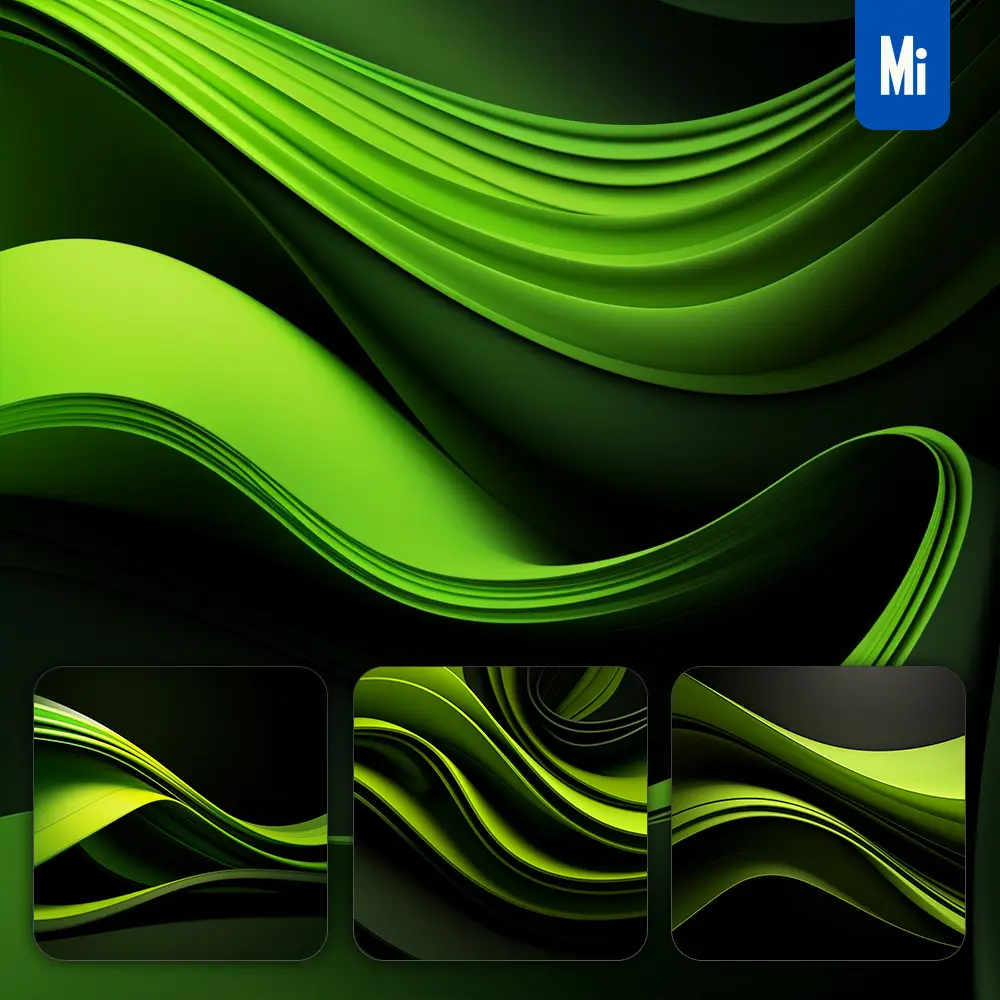 midjourney prompt green modern abstract shape elegant 3D wallpaper design screensaver curved lines minimalistic background