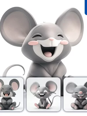 Midjourney Prompt Mouse Popmart Blind Box 3d Cute Smile Sit Toy Cartoon C4d