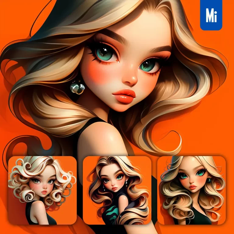 midjourney prompt orange woman blonde girl female lady hair portrait cartoon illustration