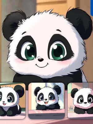 Midjourney Prompt Panda Animation Cute Head Cartoon Comics