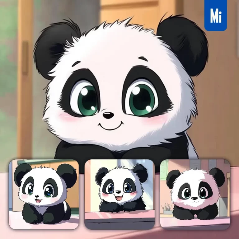 midjourney prompt panda animation cute head cartoon comic