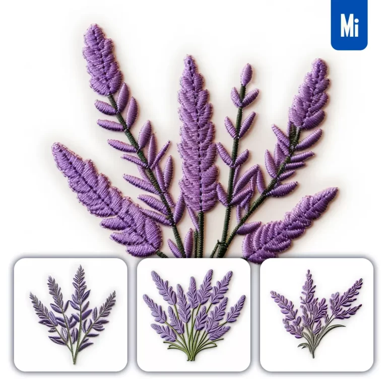 midjourney prompt purple lavender flower flat embroidery fabric gradient