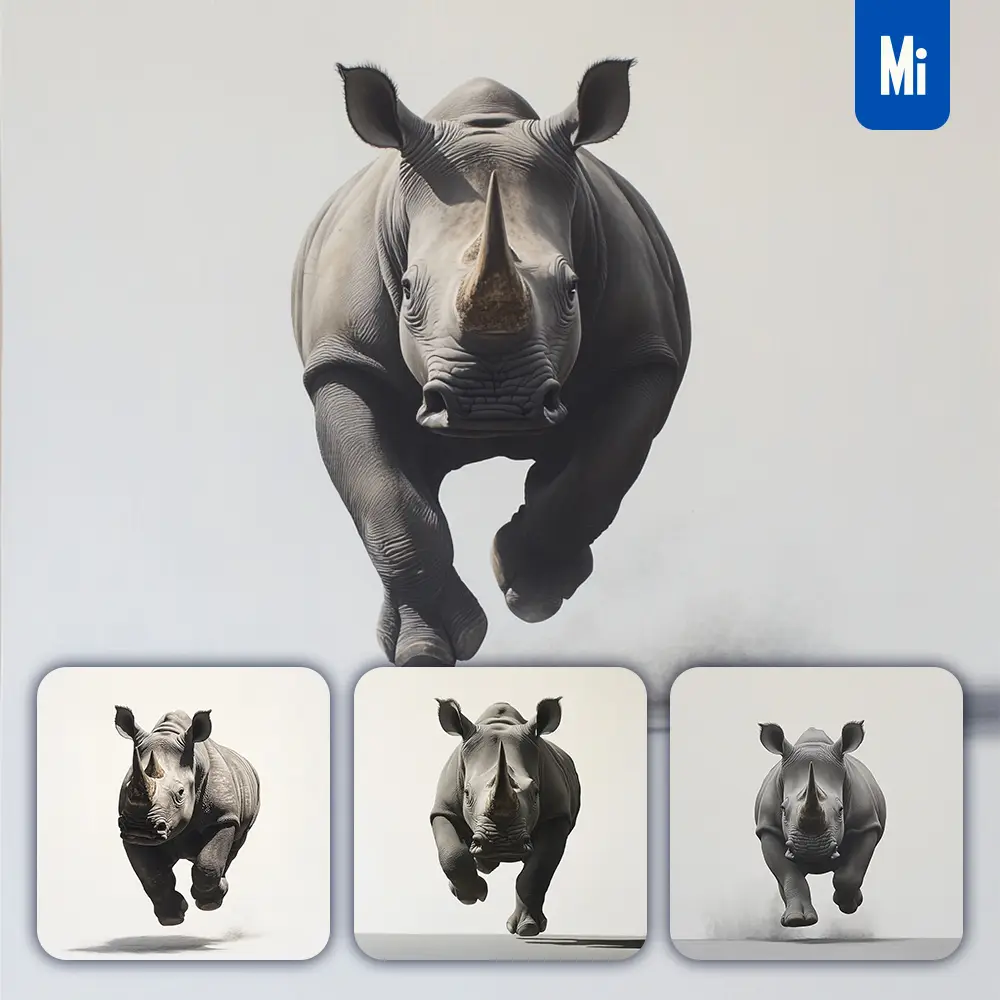 Midjourney Prompt Rhinoceros Front Running Sketch Detail Oil Painting Photography