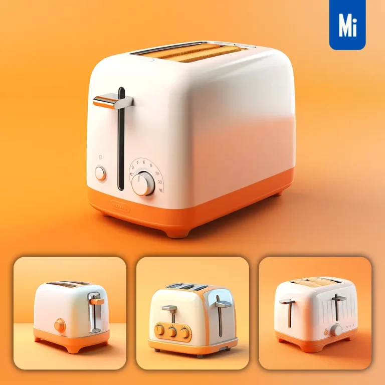 midjourney prompt toaster 3D icon white orange appliances