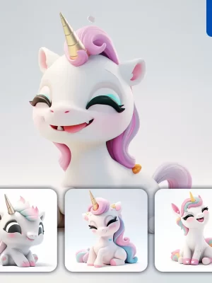 Midjourney Prompt Unicorn Popmart Blindbox 3d Cute Cartoon C4d Smile Toy