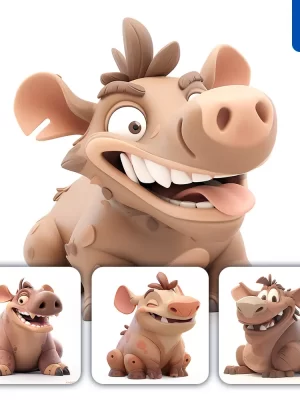 Midjourney Prompt Warthog Popmart Blindbox 3d Cute Cartoon Smile C4d Toy