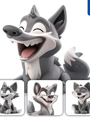 Midjourney Prompt Wolf Popmart Blindbox 3d Cute Cartoon C4d Smile Toy