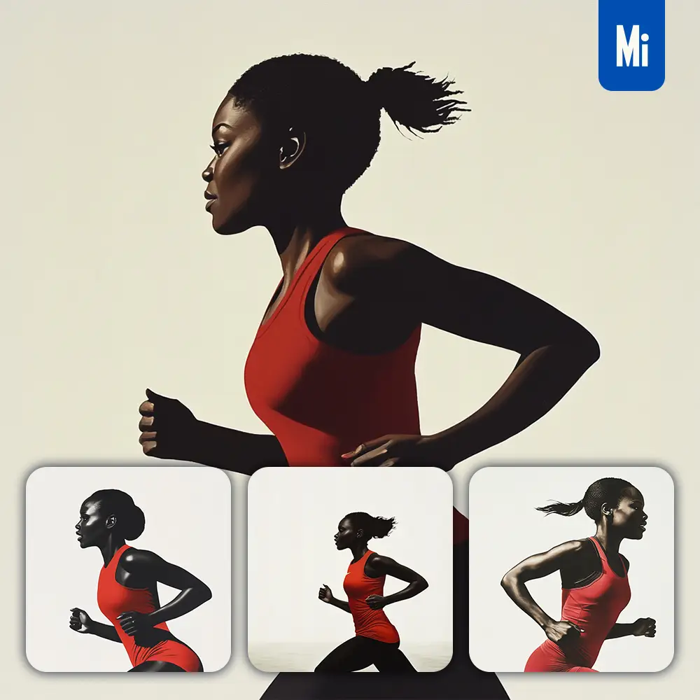 Midjourney Prompt Woman Human African Running Sketch Detail Oil Painting Photography