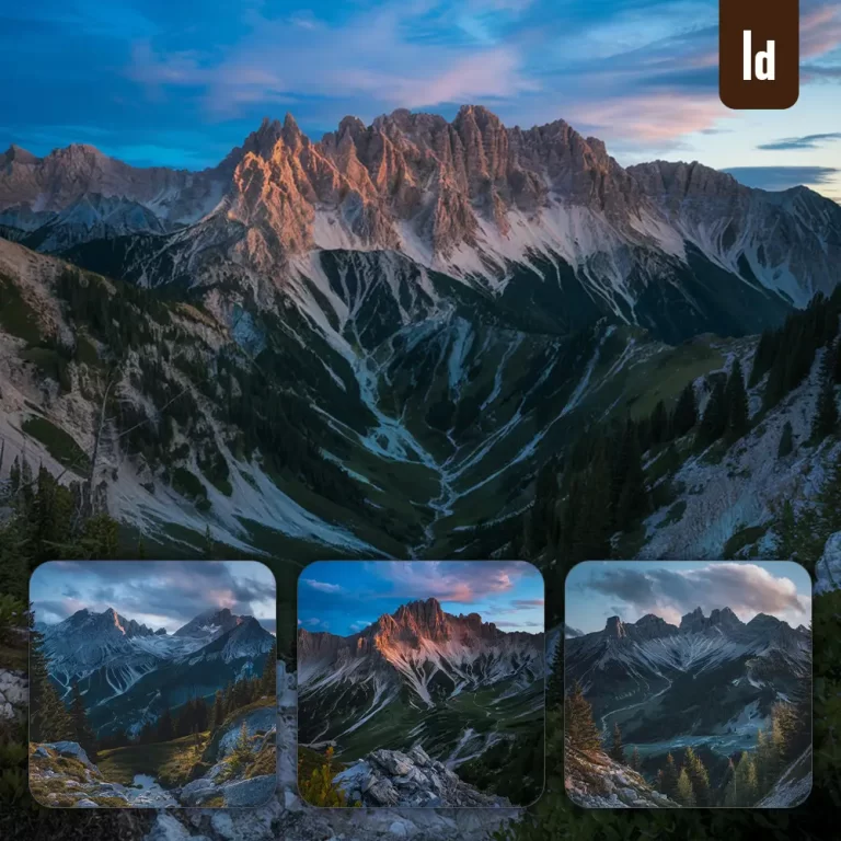 ideogram prompt mountain range peak nature forest sky photography