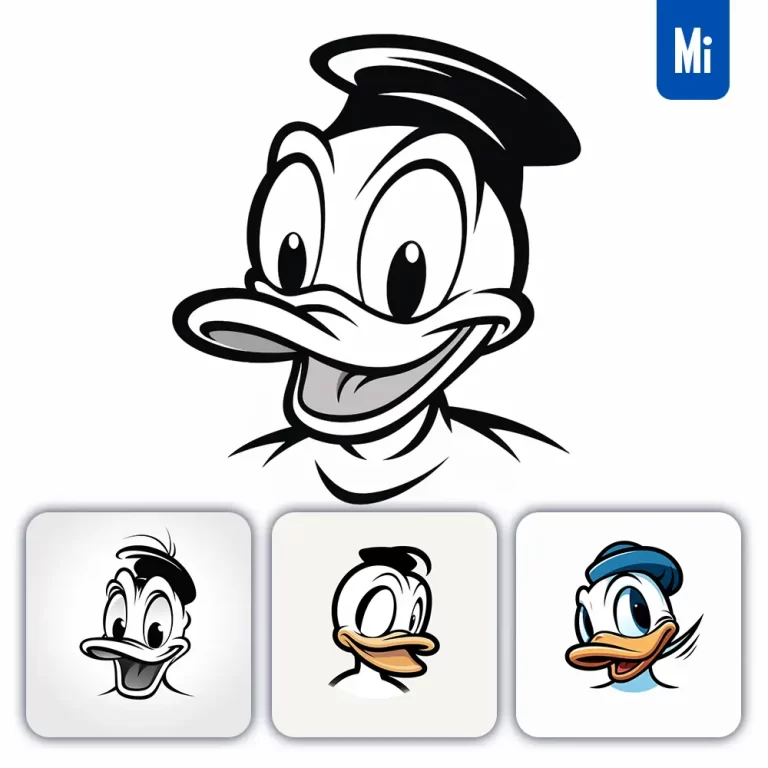 midjourney prompt Donald Duck line cartoon graphic icon illustration avatar logo portrait