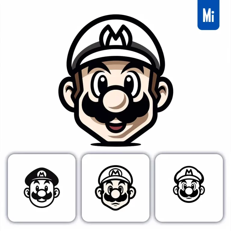 midjourney prompt Mario line cartoon graphic icon illustration avatar logo portrait