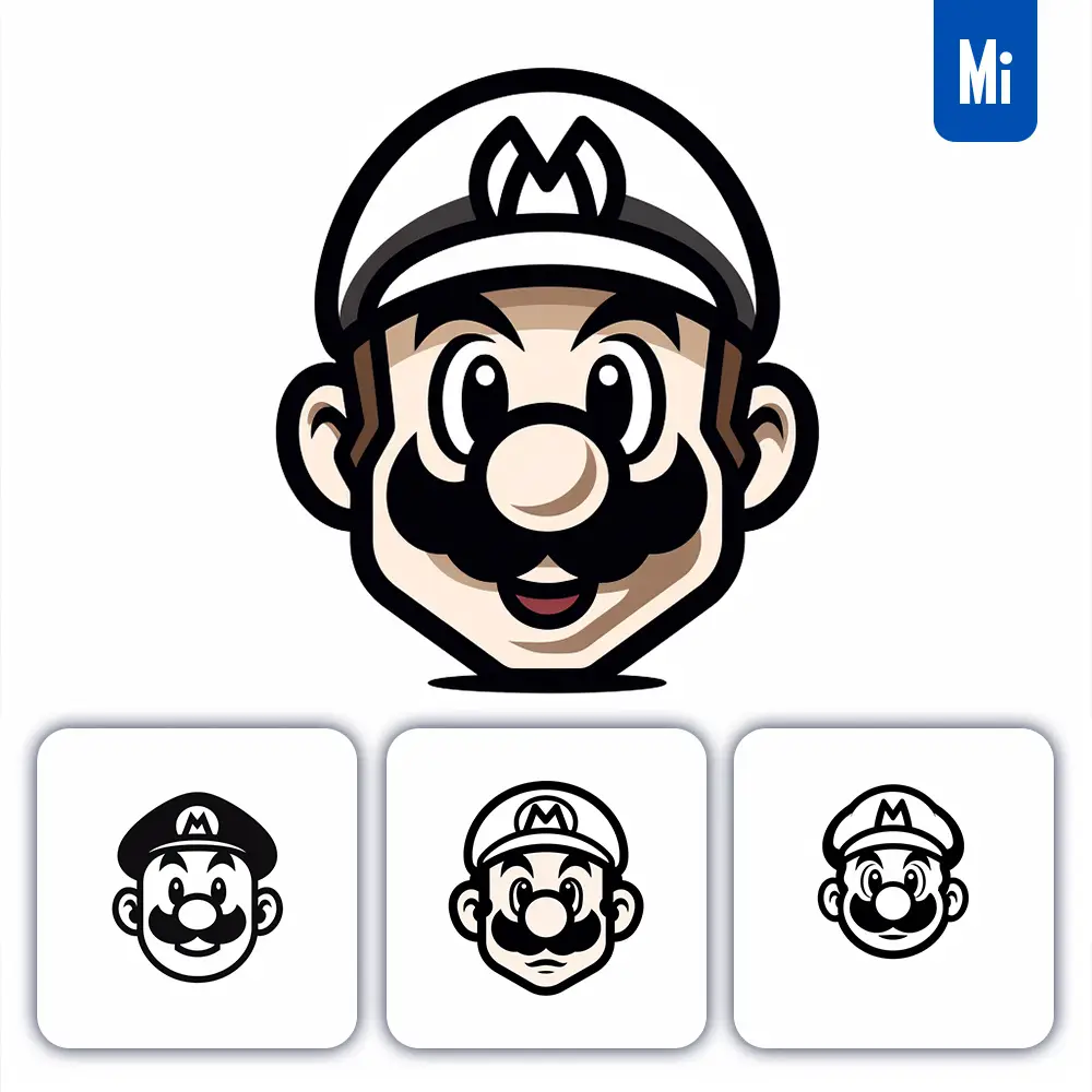 midjourney prompt Mario line cartoon graphic icon illustration avatar logo portrait