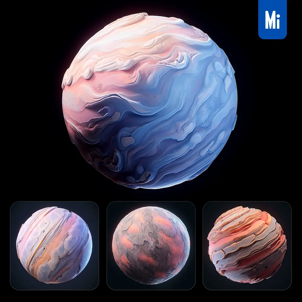 midjourney prompt Mercury icon design UI 3D rendering game planet