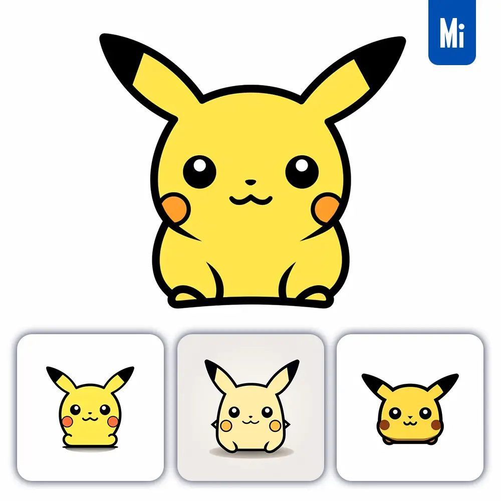 midjourney prompt Pikachu line cartoon graphic icon illustration avatar logo portrait
