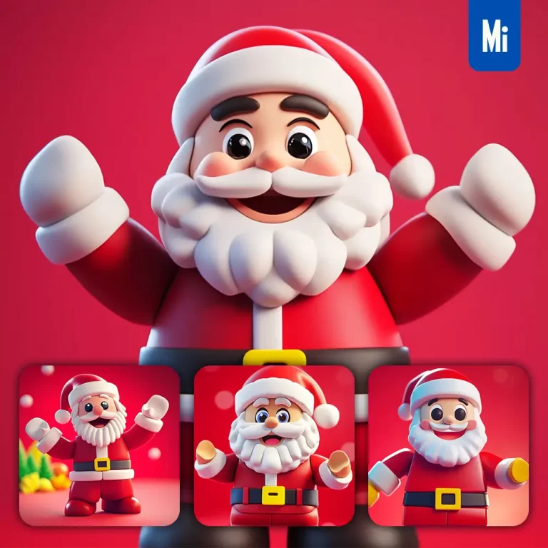 midjourney prompt Santa Claus Christmas 3D cartoon red toy lego