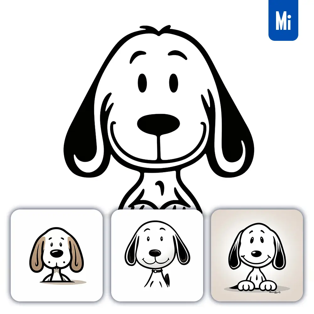 midjourney prompt Snoopy dog line cartoon graphic icon illustration avatar logo portrait