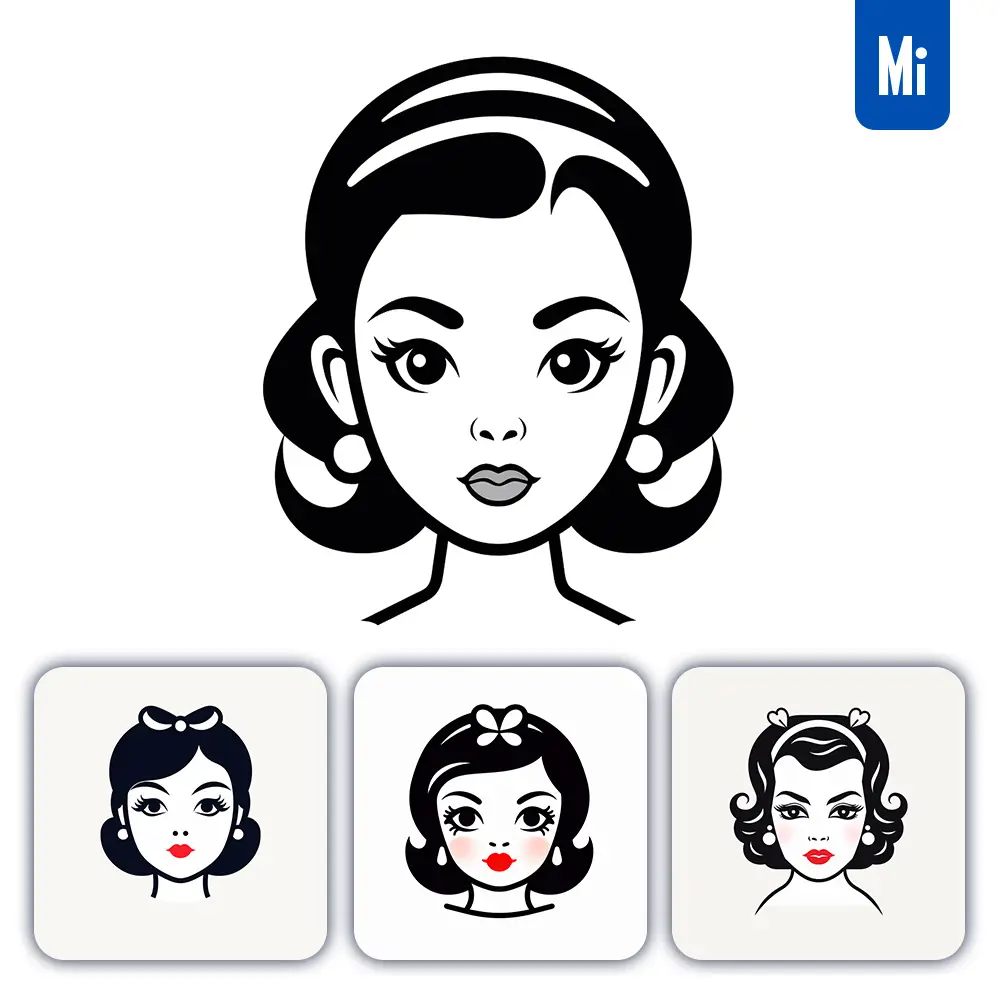 midjourney prompt Snow White line cartoon graphic icon illustration avatar logo portrait