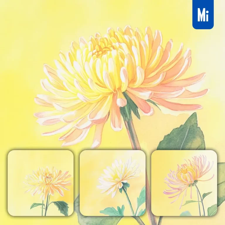 midjourney prompt chrysanthemum flower yellow leaves close up photography