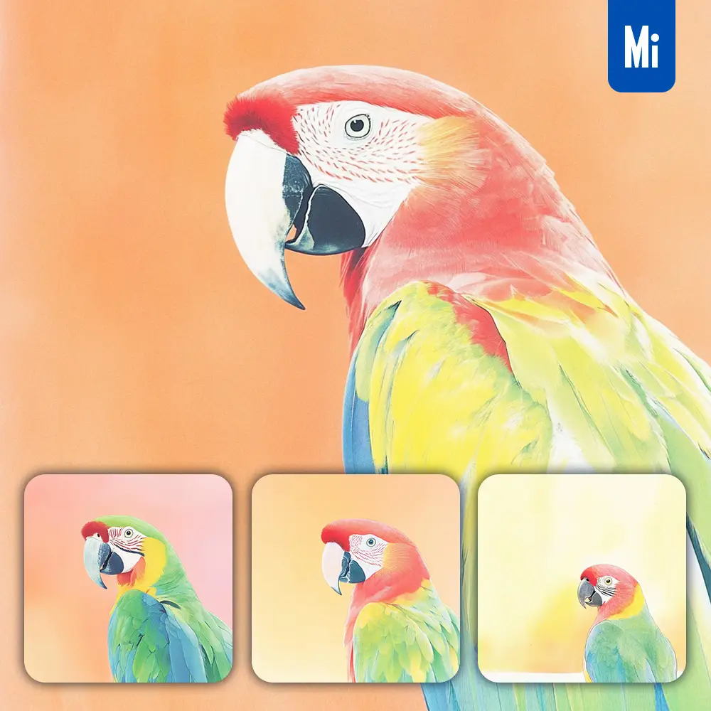 midjourney prompt colorful parrot bird close up colourful photography