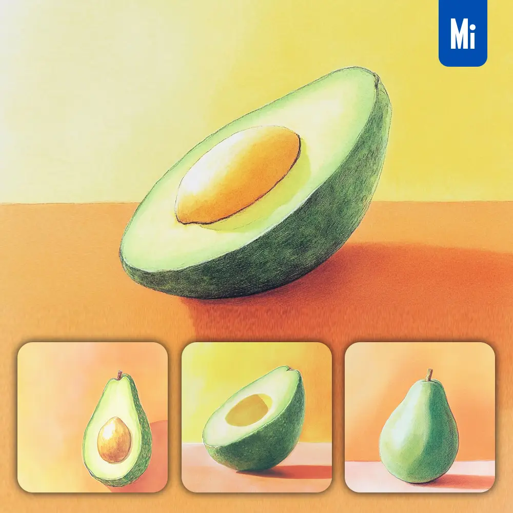 Midjourney Prompt Green Avocado Fruit Close Up Photography