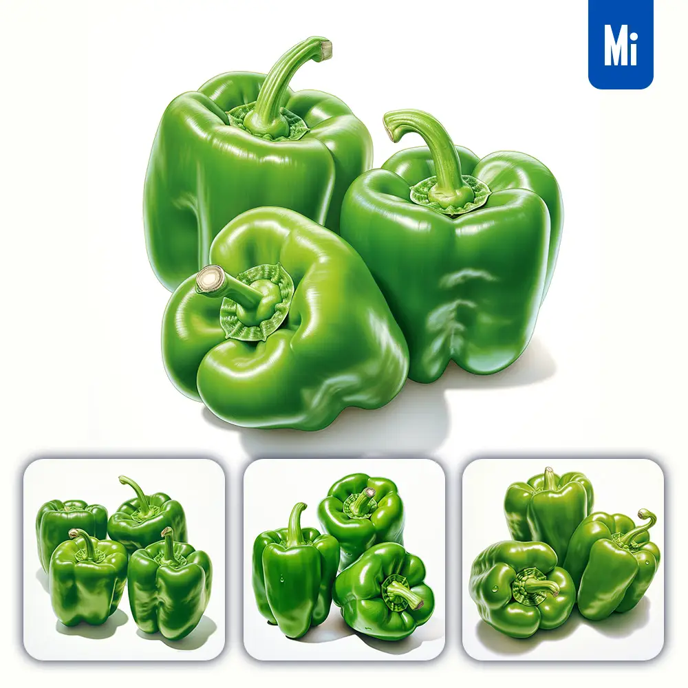 Midjourney Prompt Green Bell Pepper Vegetable Detailed Illustration Painting