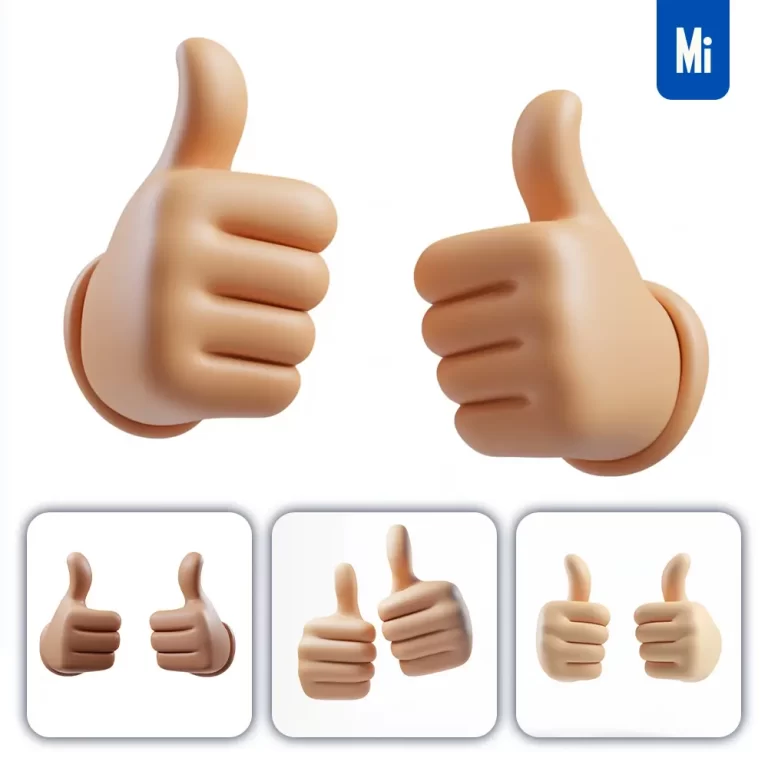 midjourney prompt hands hand gesture thumbs up 3D icon cartoon good