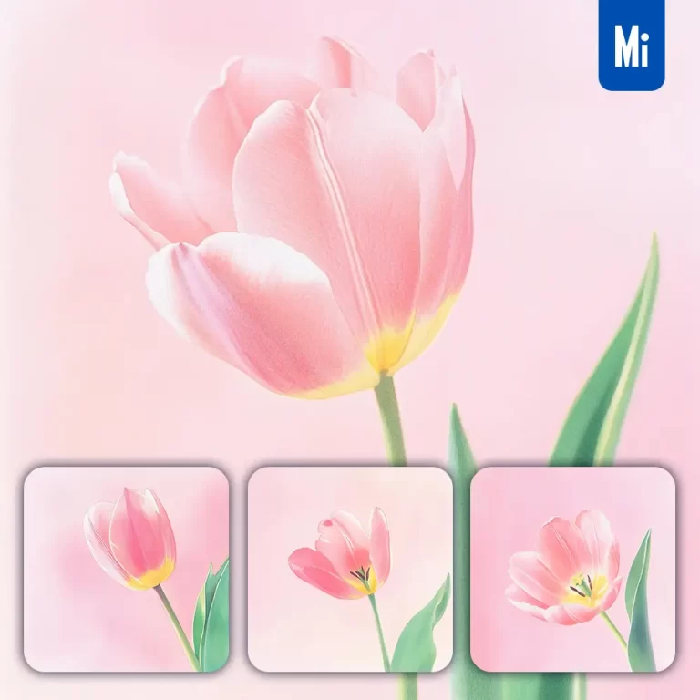 midjourney prompt tulip flower pink leaves close up photography