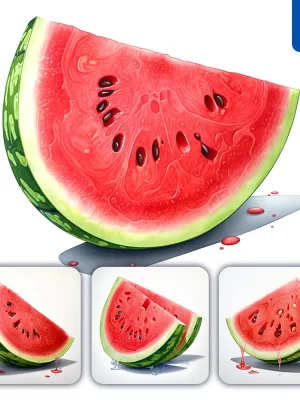 Midjourney Prompt Watermelon Fresh Detailed Illustration Painting