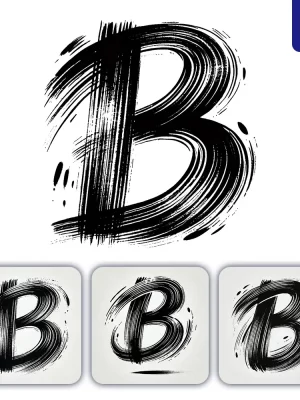 Dalle Prompt B Letter Chinese Brush Stroke Black Ink Hand Drawing Vector