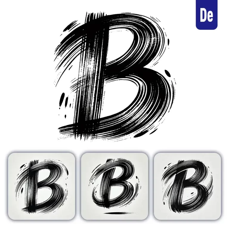 dalle prompt B letter Chinese brush stroke black ink hand drawing vector
