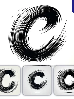 Dalle Prompt C Letter Chinese Brush Stroke Black Ink Hand Drawing Vector