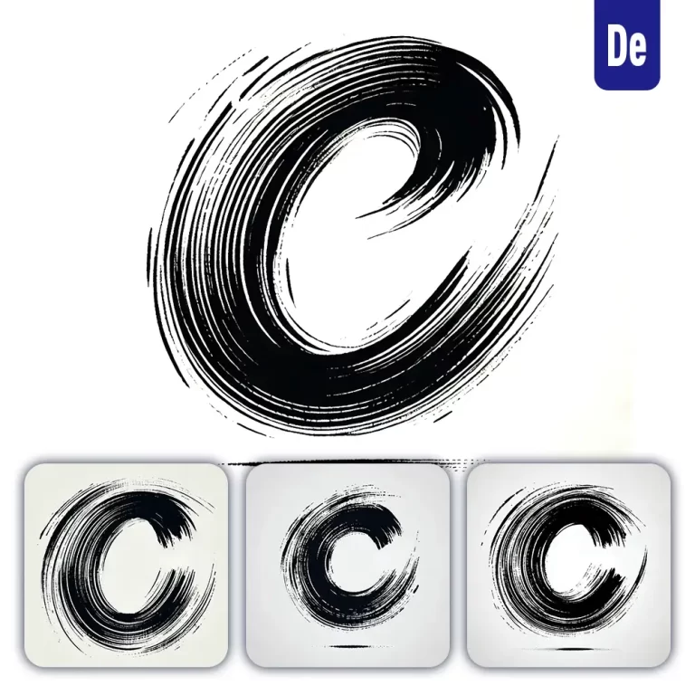 dalle prompt C letter Chinese brush stroke black ink hand drawing vector