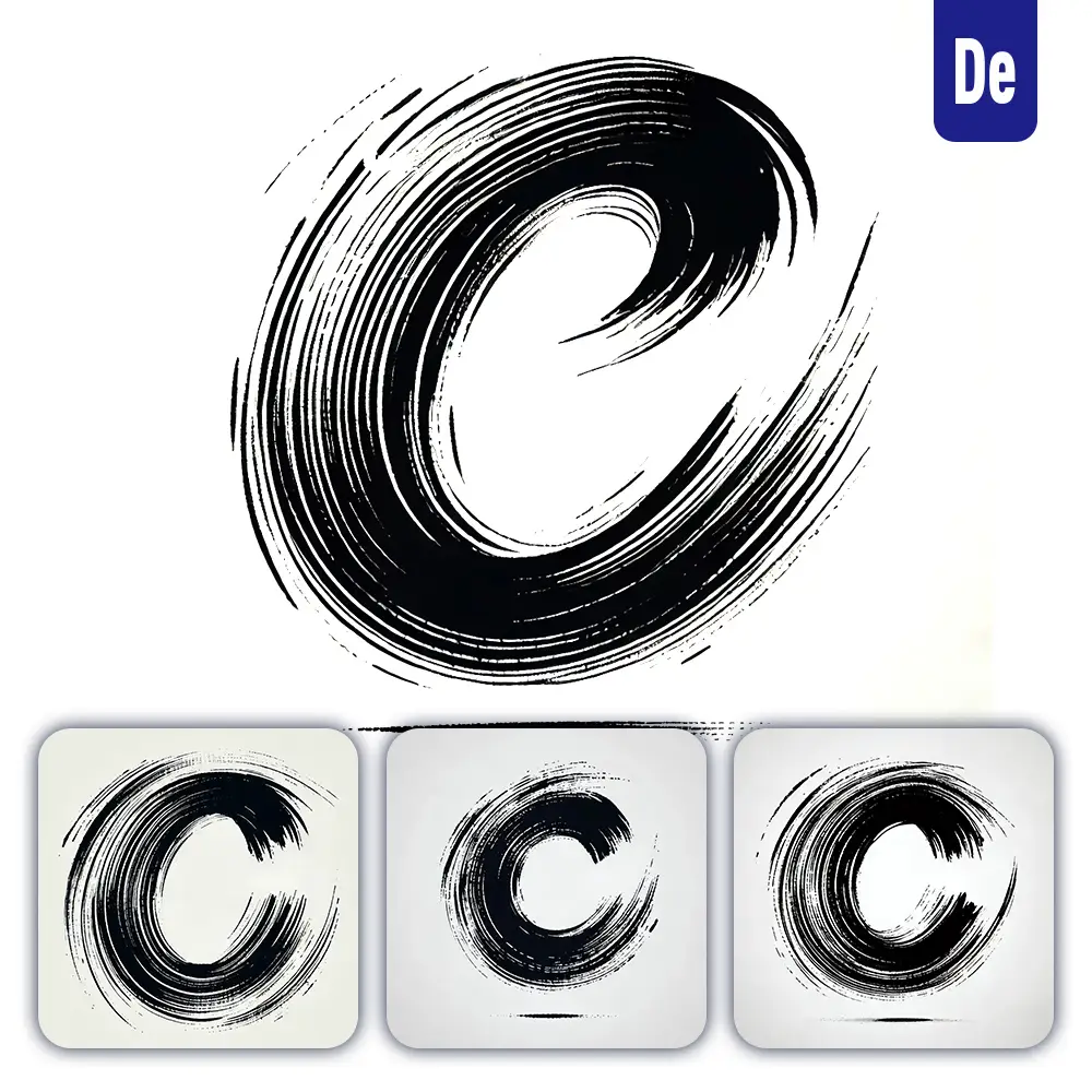 Dalle Prompt C Letter Chinese Brush Stroke Black Ink Hand Drawing Vector