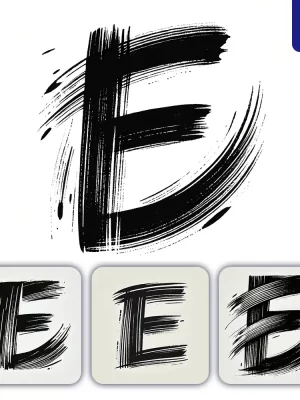 Dalle Prompt E Letter Chinese Brush Stroke Black Ink Hand Drawing Vector