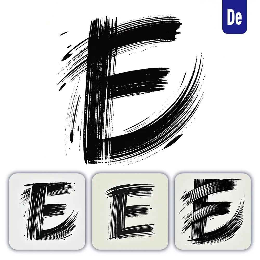 Dalle Prompt E Letter Chinese Brush Stroke Black Ink Hand Drawing Vector