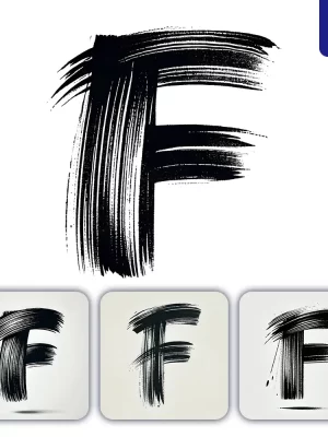 Dalle Prompt F Letter Chinese Brush Stroke Black Ink Hand Drawing Vector