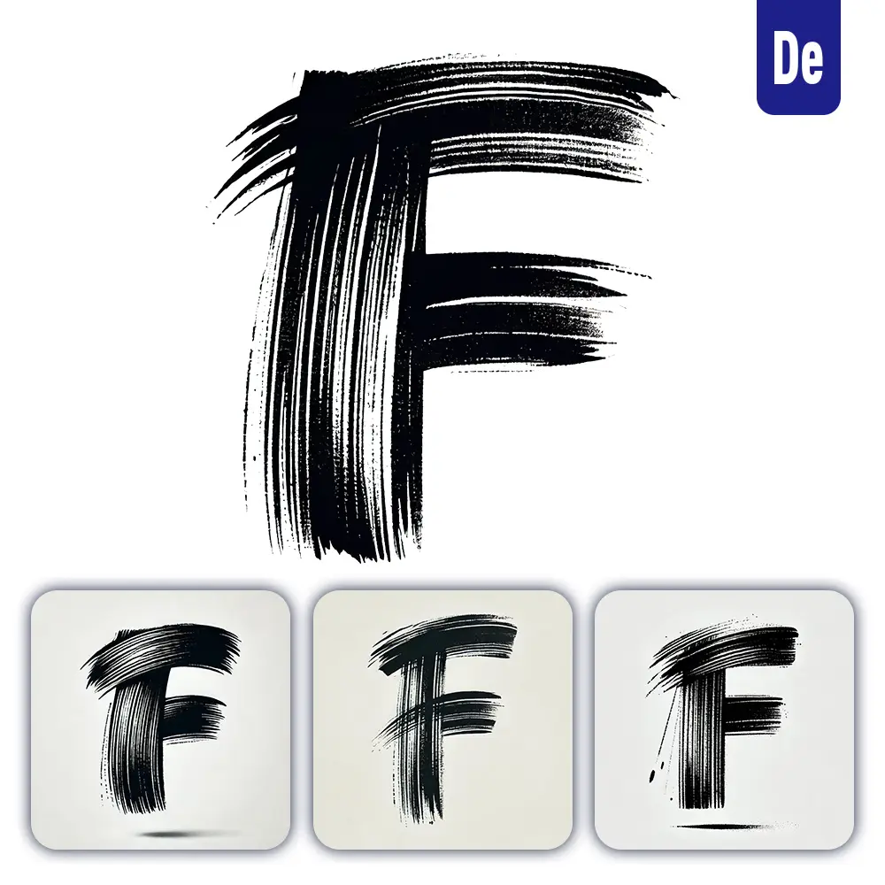 Dalle Prompt F Letter Chinese Brush Stroke Black Ink Hand Drawing Vector