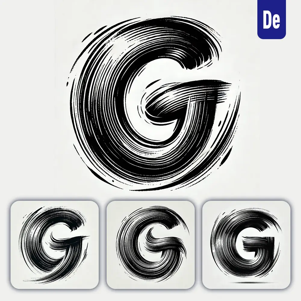 Dalle Prompt G Letter Chinese Brush Stroke Black Ink Hand Drawing Vector