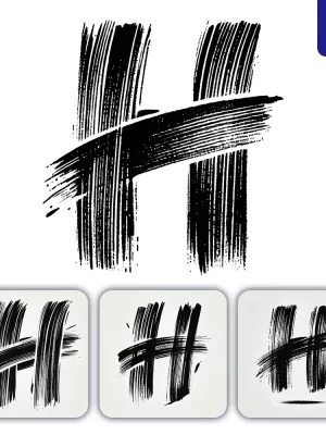 Dalle Prompt H Letter Chinese Brush Stroke Black Ink Hand Drawing Vector