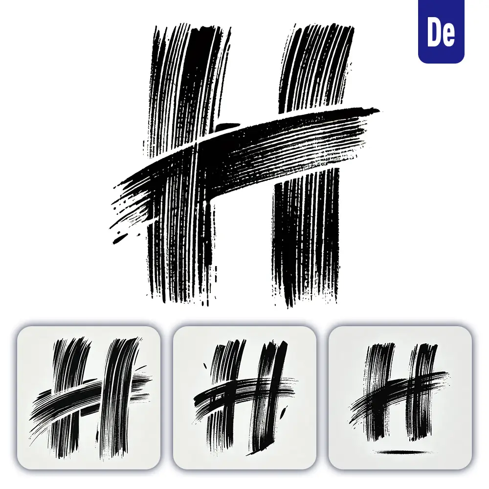 Dalle Prompt H Letter Chinese Brush Stroke Black Ink Hand Drawing Vector