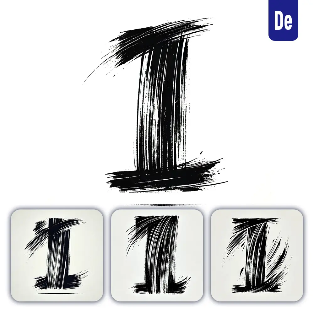 Dalle Prompt I Letter Chinese Brush Stroke Black Ink Hand Drawing Vector