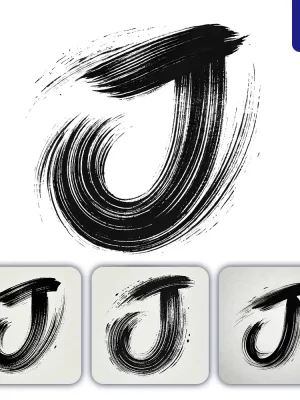 Dalle Prompt J Letter Chinese Brush Stroke Black Ink Hand Drawing Vector